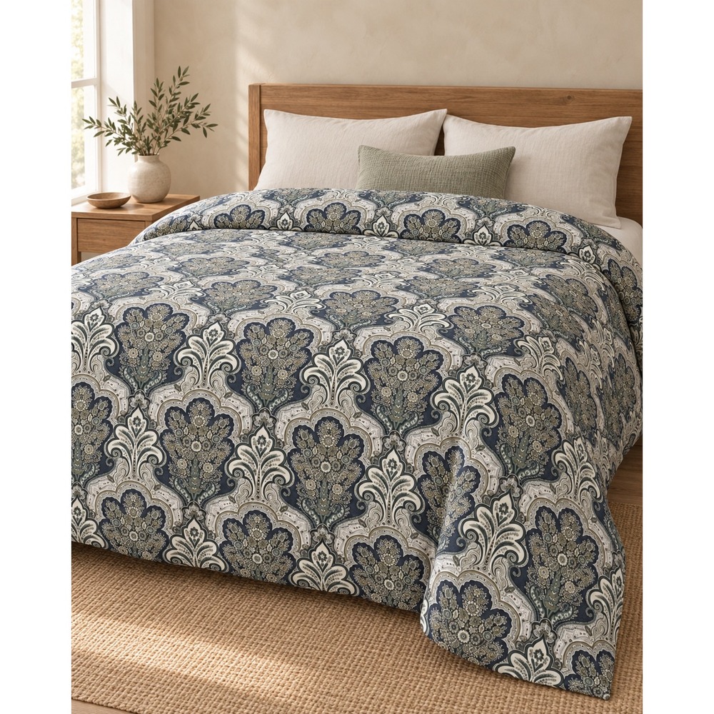Pottery Barn Jordana Paisley Floral Medallion Queen Duvet Cover 92x88